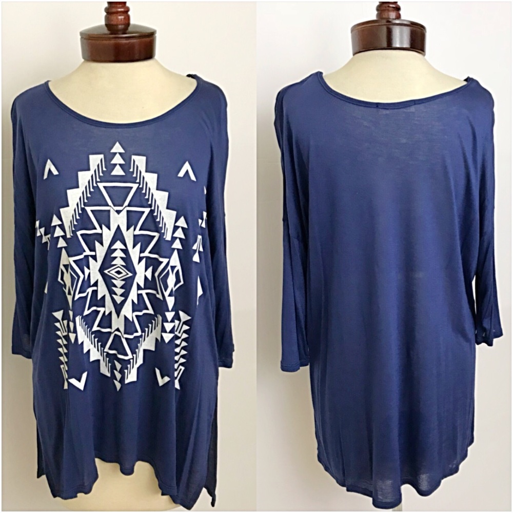 ‼️SALE Boho Tribal Flowy Lightweight Tunic Top SML - Picture 3 of 7